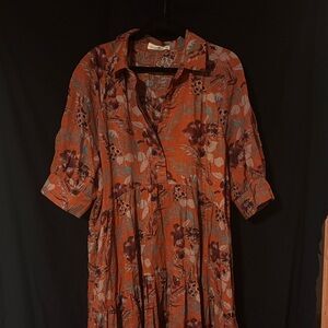 NATURAL LIFE Floral Maxi Dress in Orange and Red